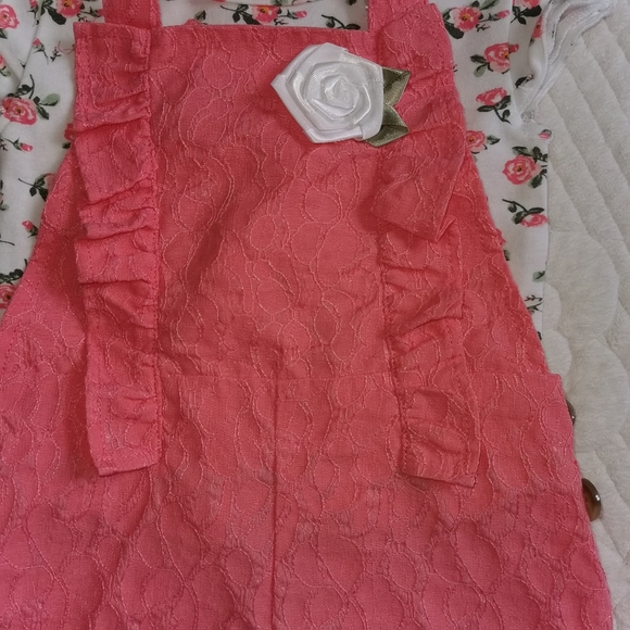 4/25 Little Lass baby matching set overall shorts with T-shirt - Picture 4 of 11